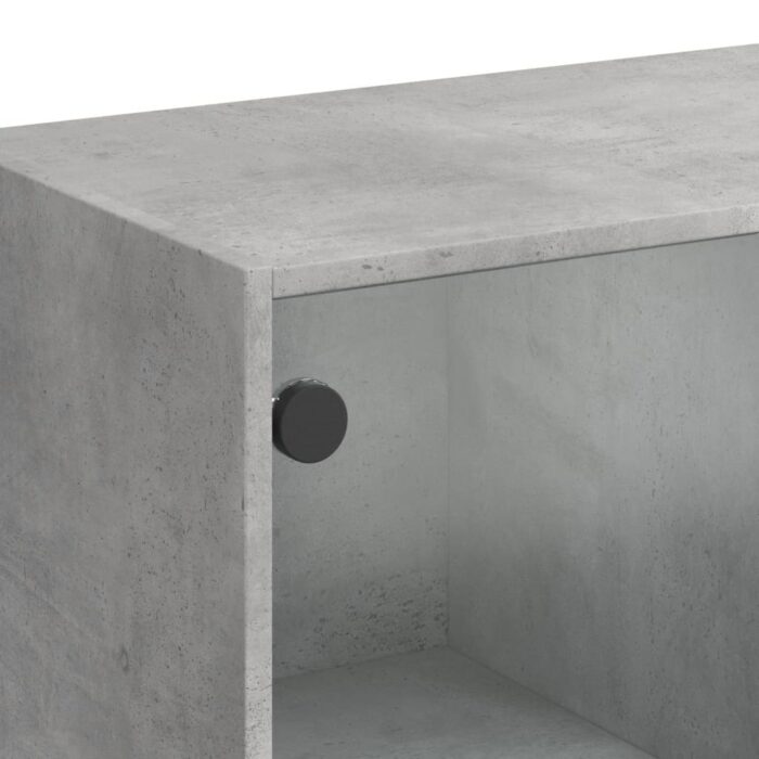 Table basse avec portes en verre gris béton 102x50x42 cm – Image 8