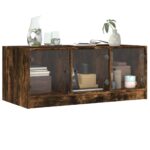 Table basse avec portes en verre chêne fumé 102x50x42 cm – Image 2