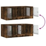 Table basse avec portes en verre chêne fumé 102x50x42 cm – Image 7