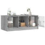 Table basse avec portes en verre sonoma gris 102x50x42 cm – Image 3