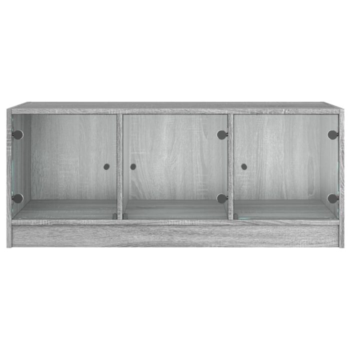 Table basse avec portes en verre sonoma gris 102x50x42 cm – Image 4