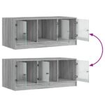 Table basse avec portes en verre sonoma gris 102x50x42 cm – Image 7