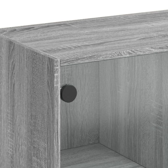Table basse avec portes en verre sonoma gris 102x50x42 cm – Image 8