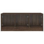 Table basse avec portes en verre chêne marron 102x50x42 cm – Image 4