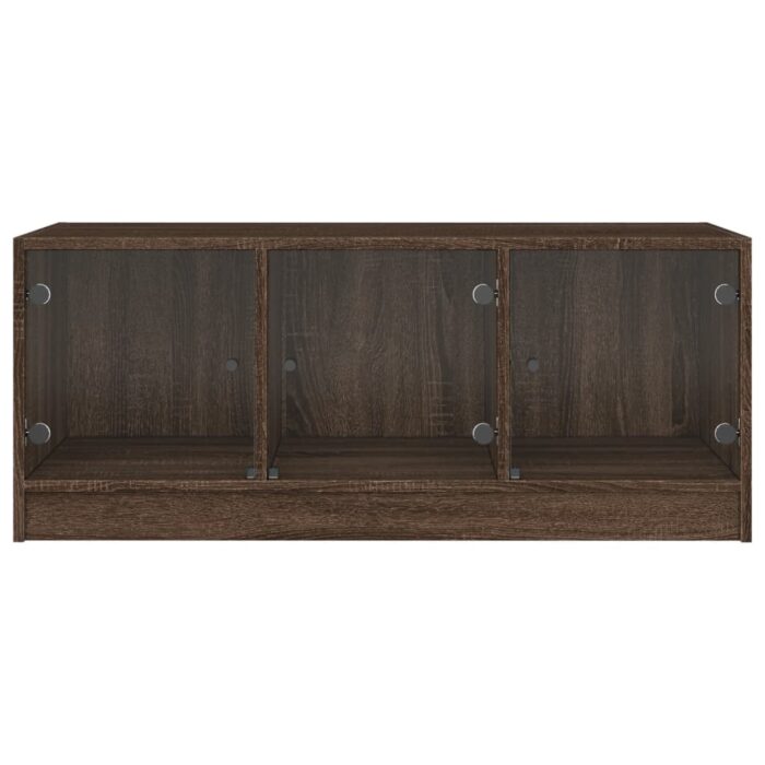 Table basse avec portes en verre chêne marron 102x50x42 cm – Image 4