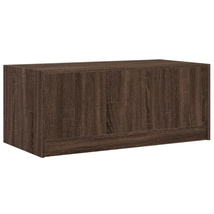 Table basse avec portes en verre chêne marron 102x50x42 cm – Image 6