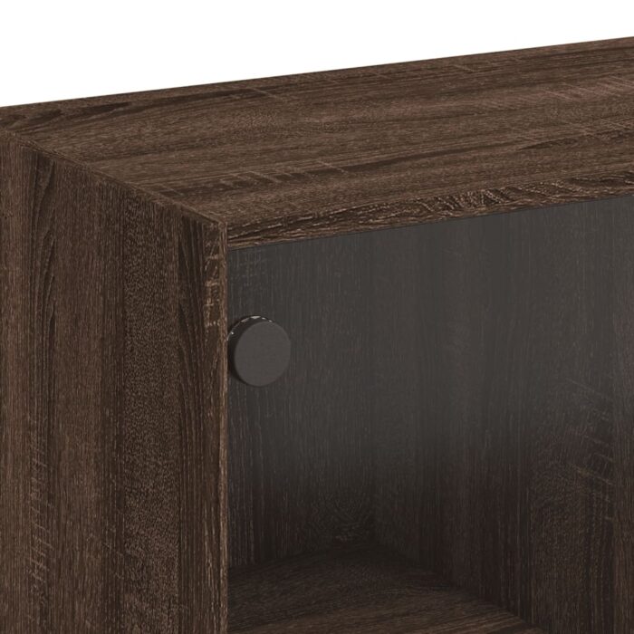 Table basse avec portes en verre chêne marron 102x50x42 cm – Image 8