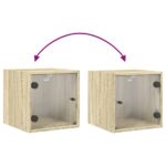 Table de chevet avec porte en verre chêne sonoma 35x37x35 cm – Image 7