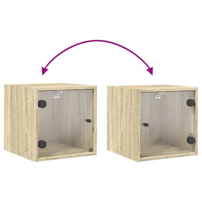 Table de chevet avec porte en verre chêne sonoma 35x37x35 cm – Image 7