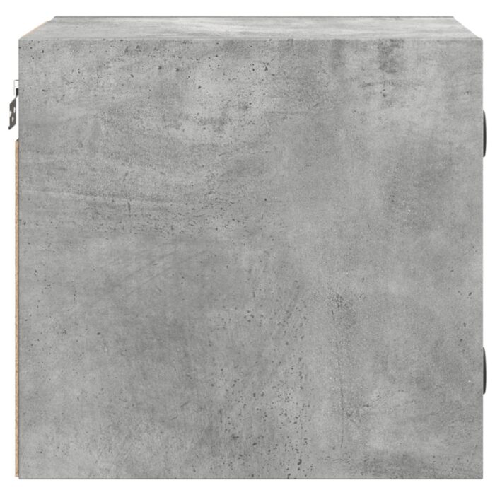 Table de chevet avec porte en verre gris béton 35x37x35 cm – Image 5