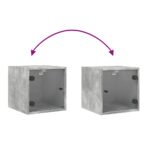 Table de chevet avec porte en verre gris béton 35x37x35 cm – Image 7