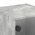 Table de chevet avec porte en verre gris béton 35x37x35 cm – Image 8