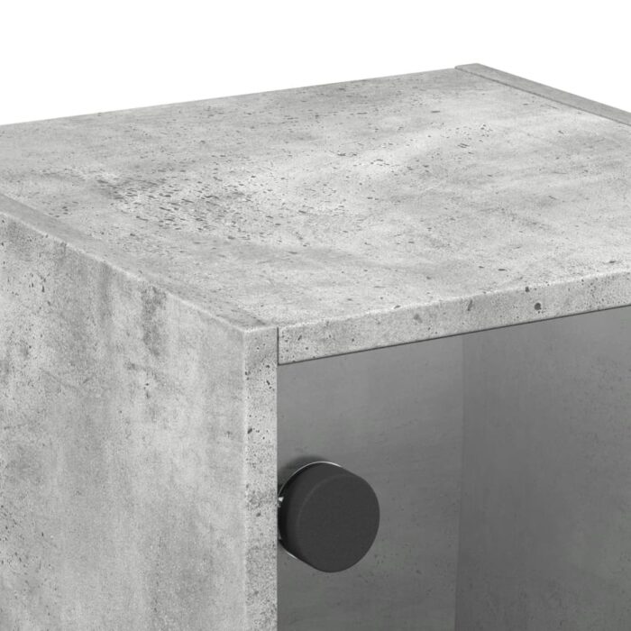 Tables de chevet et portes vitrées 2 pcs gris béton 35x37x35 cm – Image 8