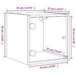 Table de chevet avec porte en verre chêne marron 35x37x35 cm – Image 11