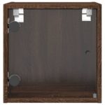 Table de chevet avec porte en verre chêne marron 35x37x35 cm – Image 5
