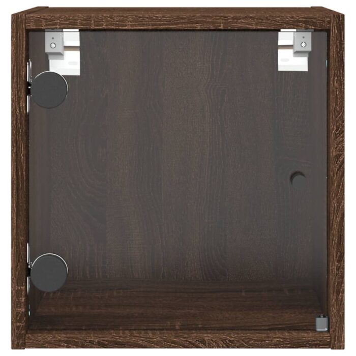 Table de chevet avec porte en verre chêne marron 35x37x35 cm – Image 5