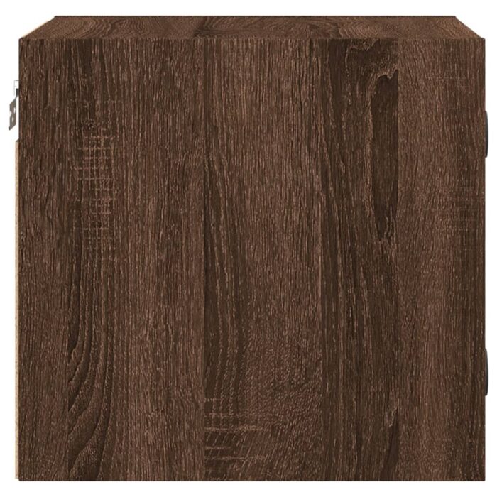 Table de chevet avec porte en verre chêne marron 35x37x35 cm – Image 6