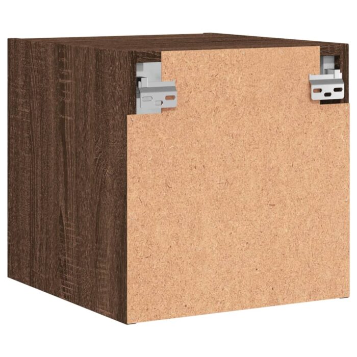 Table de chevet avec porte en verre chêne marron 35x37x35 cm – Image 7