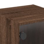 Table de chevet avec porte en verre chêne marron 35x37x35 cm – Image 8