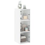 Armoire murale avec portes en verre blanc 35x37x100 cm – Image 2