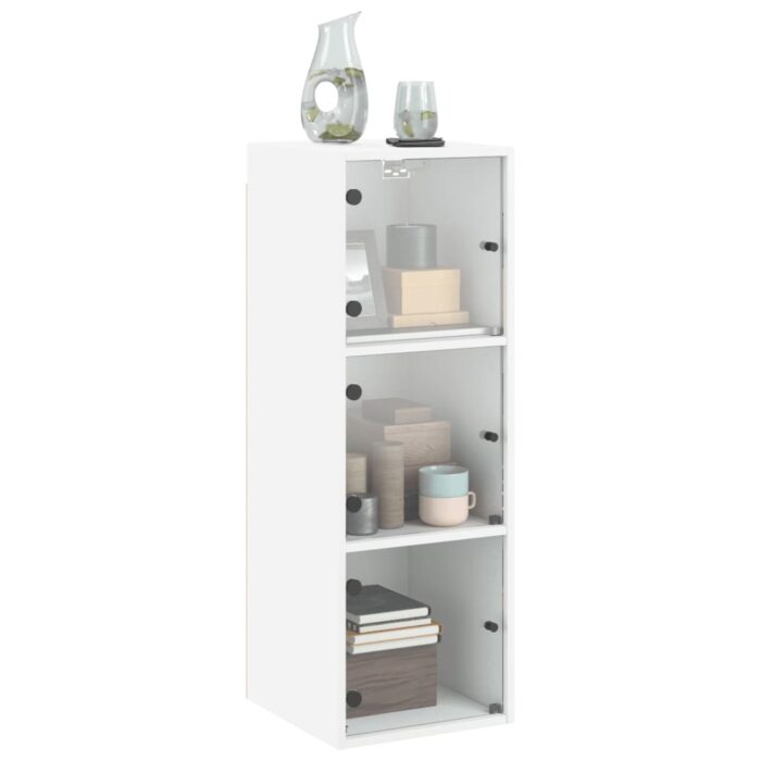 Armoire murale avec portes en verre blanc 35x37x100 cm – Image 2