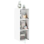 Armoire murale avec portes en verre blanc 35x37x100 cm – Image 3