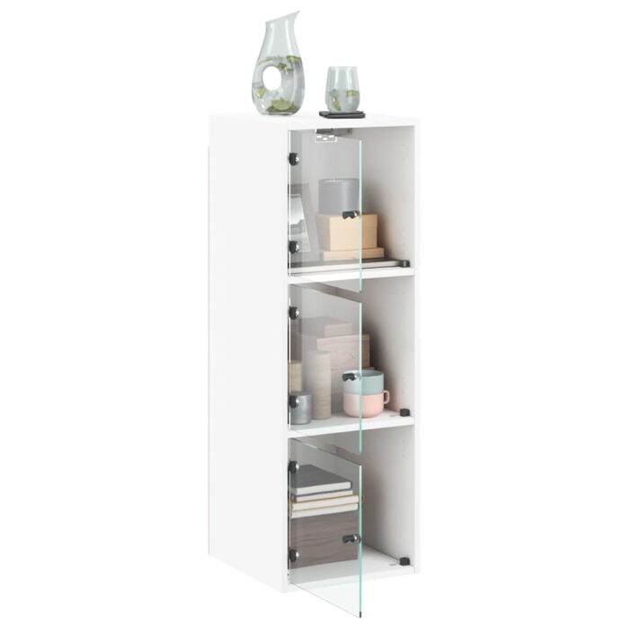 Armoire murale avec portes en verre blanc 35x37x100 cm – Image 3