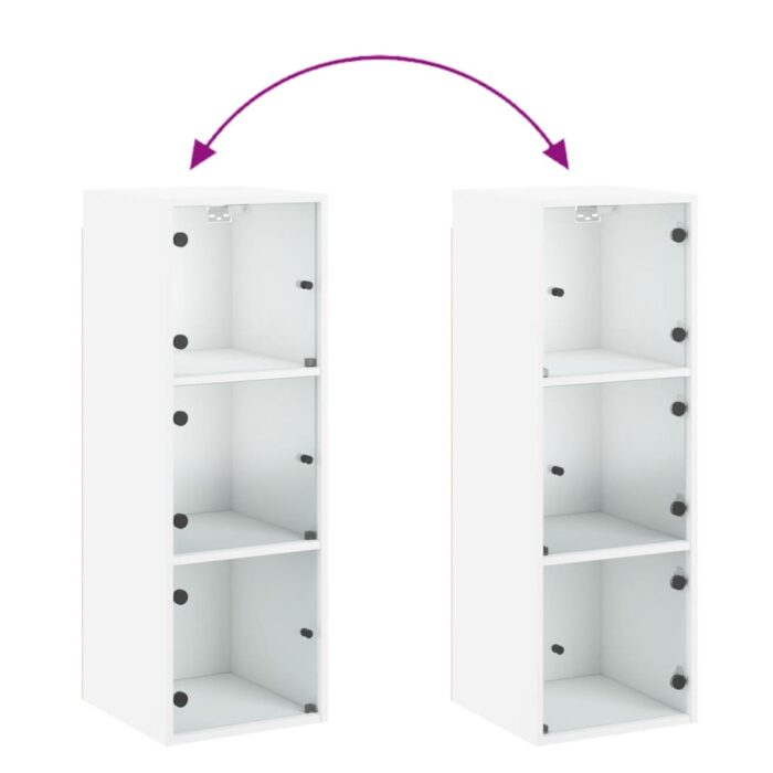 Armoire murale avec portes en verre blanc 35x37x100 cm – Image 7