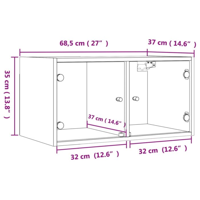 Armoires murales et portes vitrées 2pcs gris béton 68,5x37x35cm – Image 11