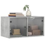 Armoires murales et portes vitrées 2pcs gris béton 68,5x37x35cm – Image 2