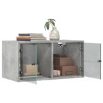 Armoires murales et portes vitrées 2pcs gris béton 68,5x37x35cm – Image 3