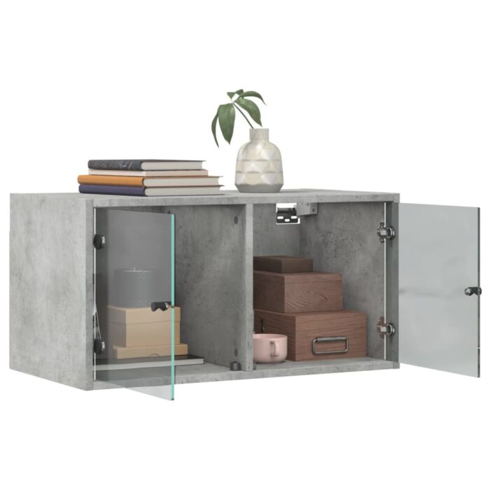 Armoires murales et portes vitrées 2pcs gris béton 68,5x37x35cm – Image 3