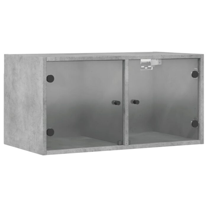 Armoires murales et portes vitrées 2pcs gris béton 68,5x37x35cm – Image 4