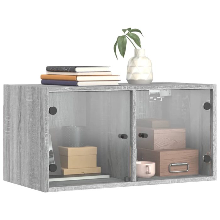 Armoire murale avec portes en verre sonoma gris 68,5x37x35 cm – Image 2