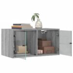 Armoire murale avec portes en verre sonoma gris 68,5x37x35 cm – Image 3