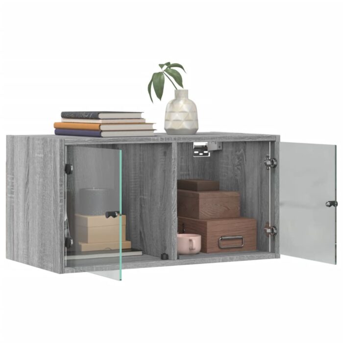 Armoire murale avec portes en verre sonoma gris 68,5x37x35 cm – Image 3