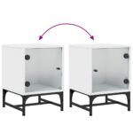 Table de chevet avec porte en verre blanc 35x37x50 cm – Image 8