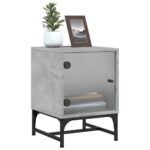 Tables de chevet et portes vitrées 2 pcs gris béton 35x37x50 cm – Image 3