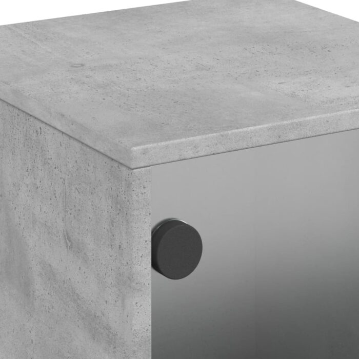 Tables de chevet et portes vitrées 2 pcs gris béton 35x37x50 cm – Image 8