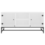 Meuble TV avec portes en verre blanc 102x37x50 cm – Image 3