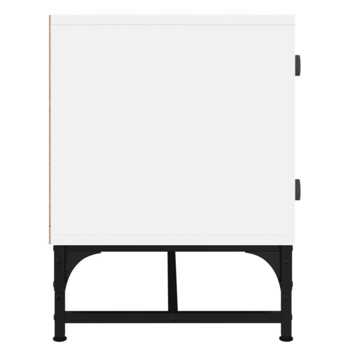 Meuble TV avec portes en verre blanc 102x37x50 cm – Image 4