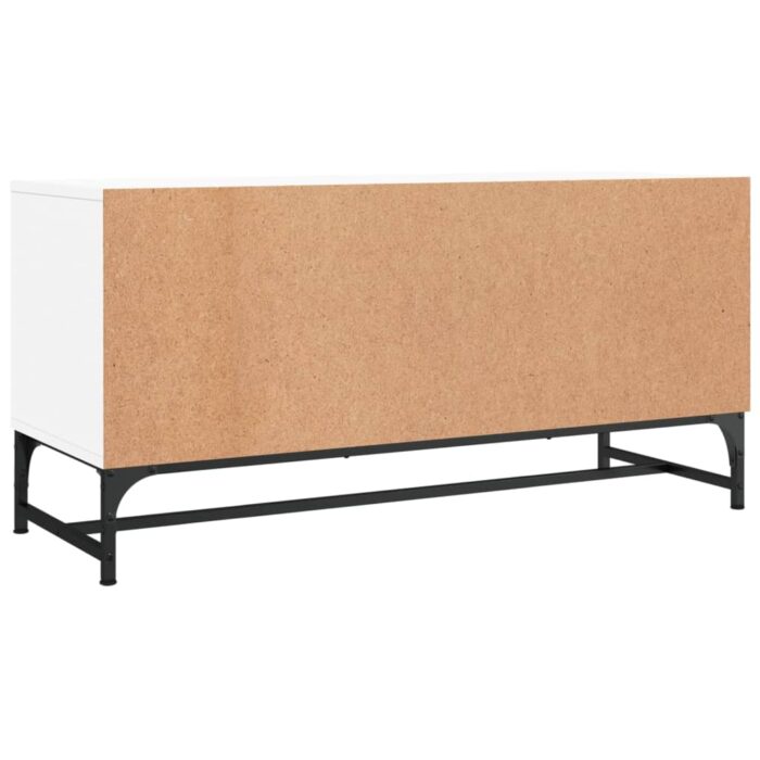 Meuble TV avec portes en verre blanc 102x37x50 cm – Image 5