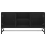 Meuble TV avec portes en verre noir 102x37x50 cm – Image 3