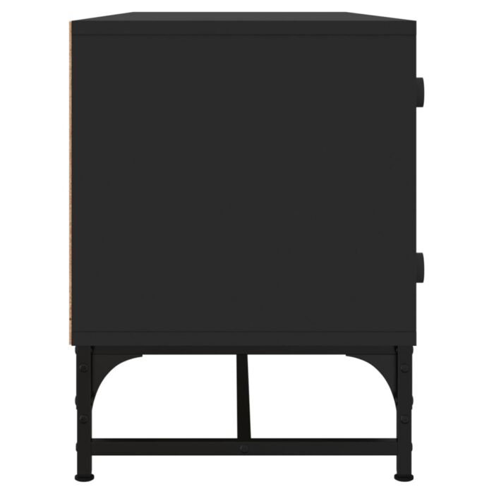 Meuble TV avec portes en verre noir 102x37x50 cm – Image 4