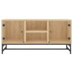 Meuble TV avec portes en verre chêne sonoma 102x37x50 cm – Image 3