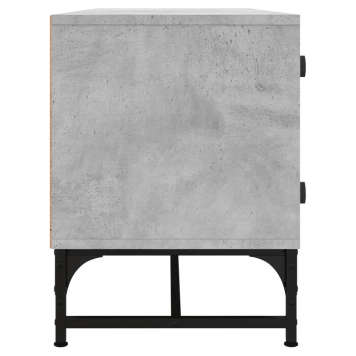 Meuble TV avec portes en verre gris béton 102x37x50 cm – Image 4