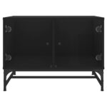 Table basse avec portes en verre noir 68,5x50x50 cm – Image 3