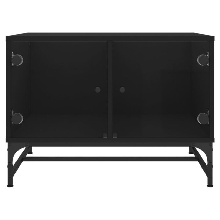Table basse avec portes en verre noir 68,5x50x50 cm – Image 3