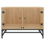 Table basse avec portes en verre chêne sonoma 68,5x50x50 cm – Image 3