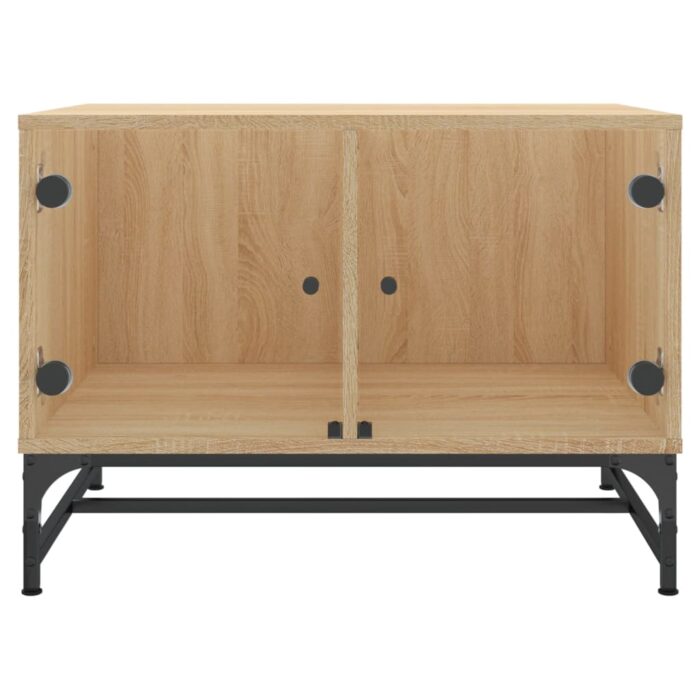 Table basse avec portes en verre chêne sonoma 68,5x50x50 cm – Image 3